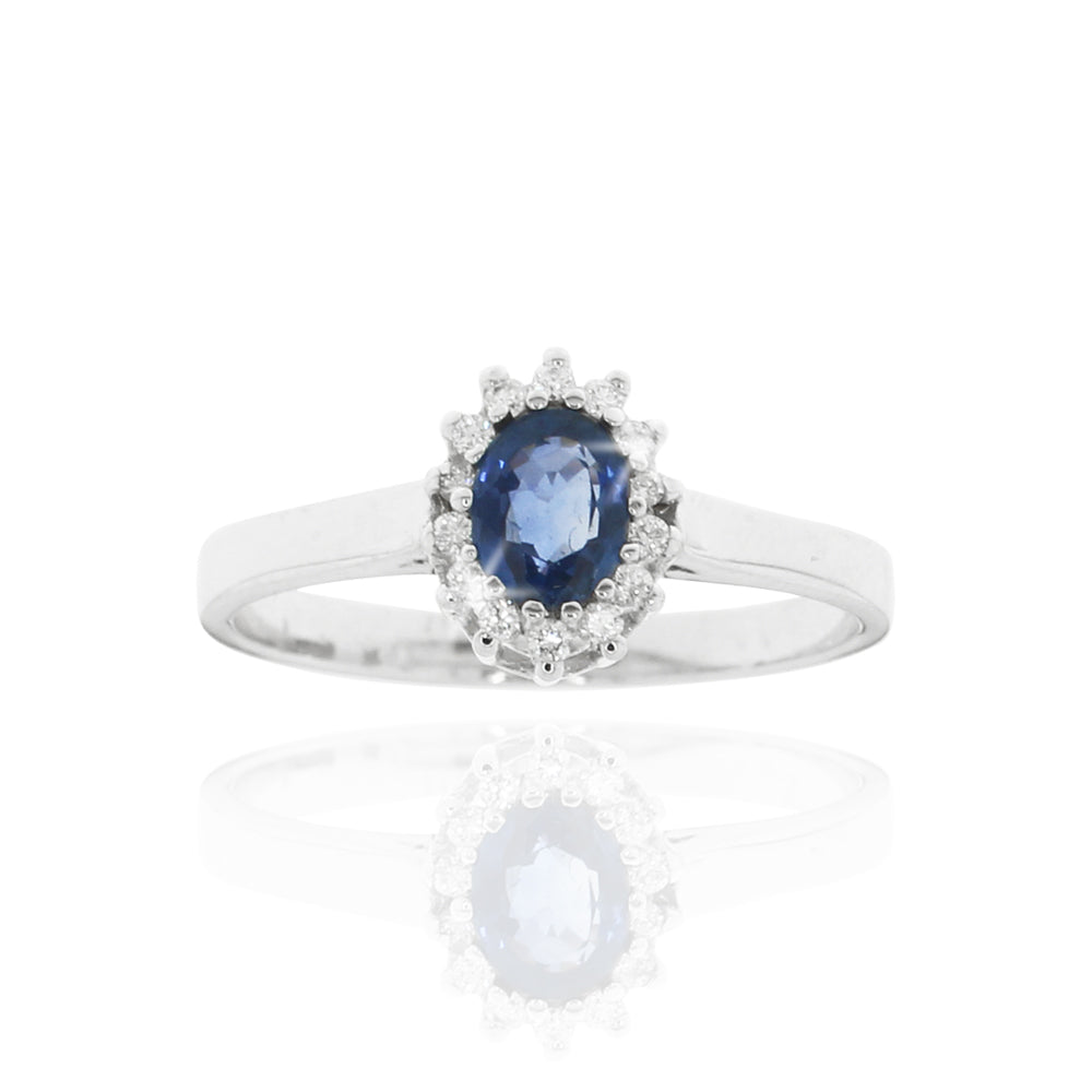 Saphir-Ring „Midnight Blue“ – 590er Weißgold mit Brillanten