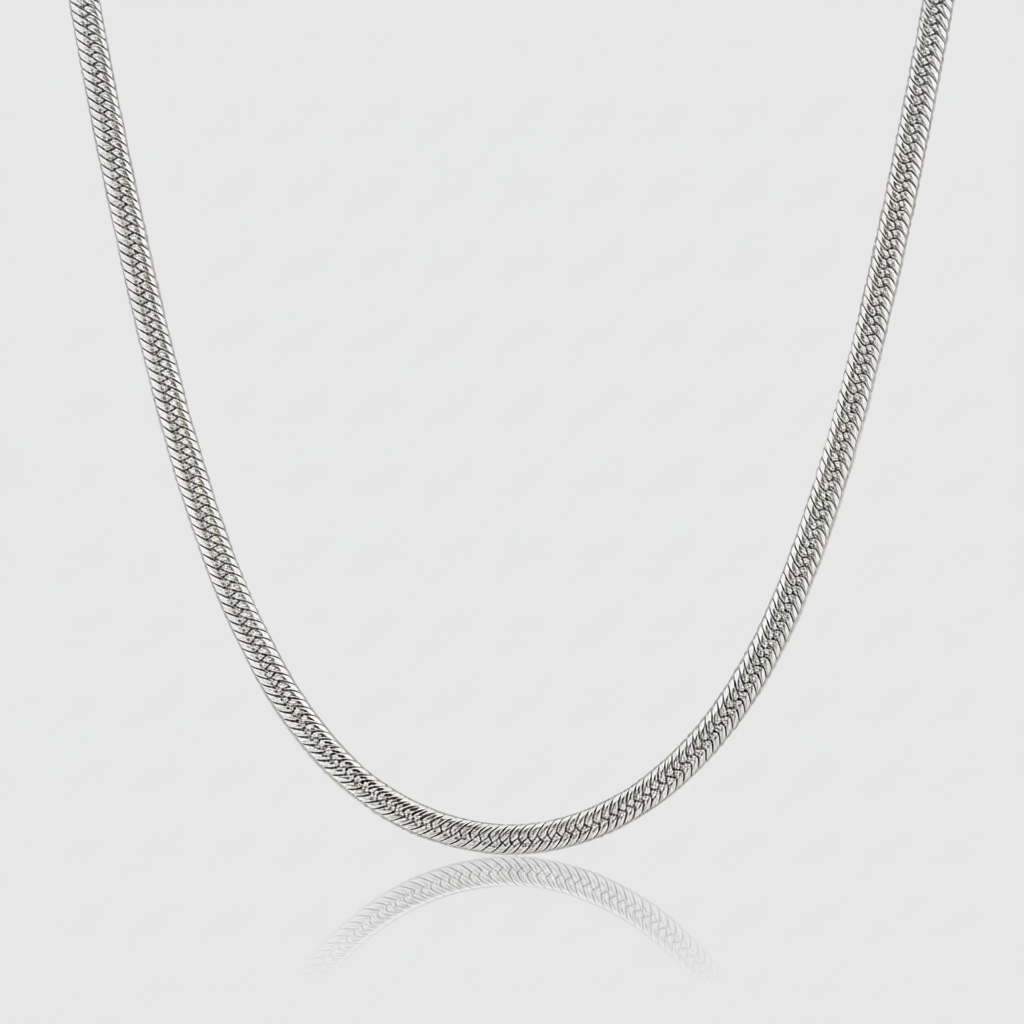 Schlangenkette 1 mm – 590er Weißgold