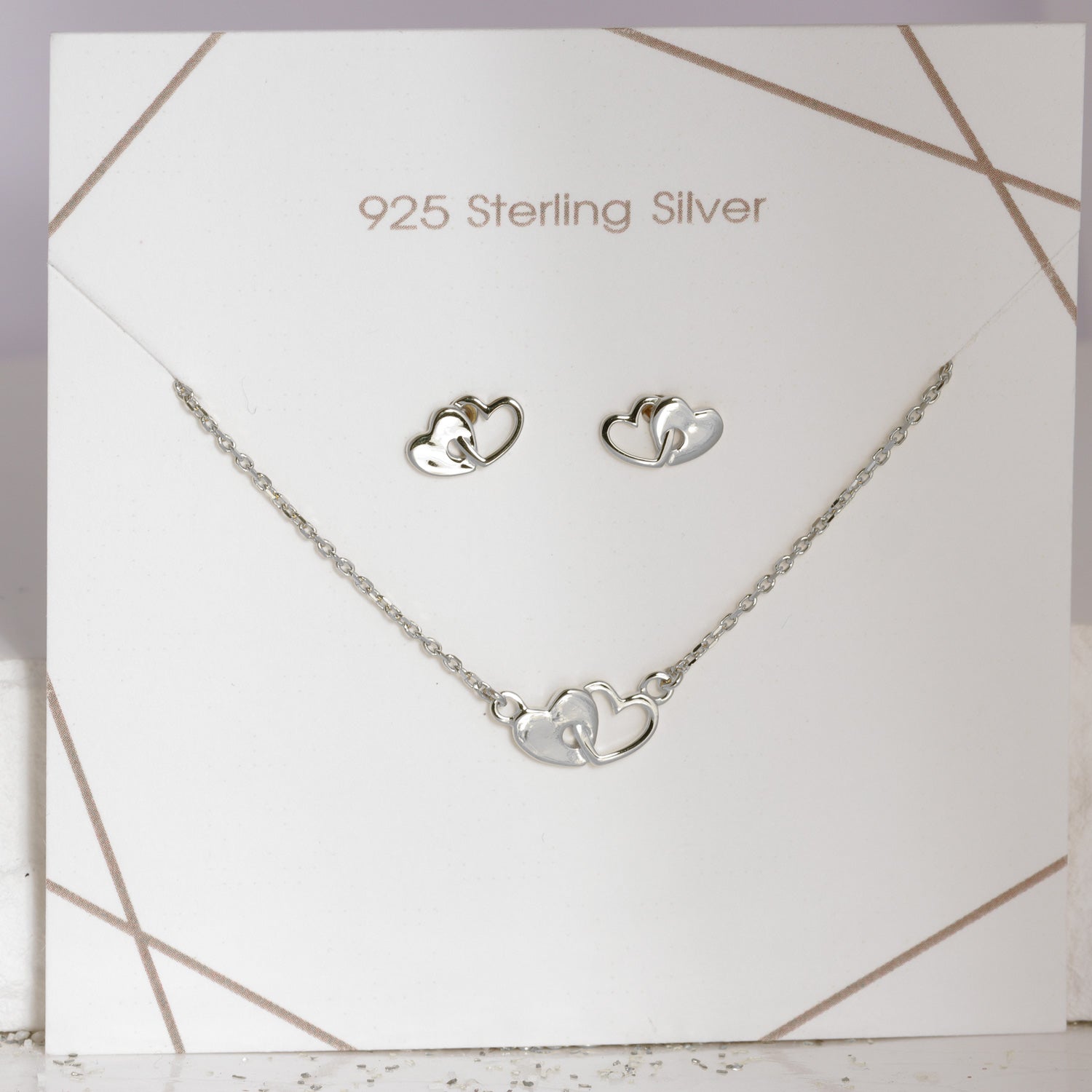 Set „Duo der Herzen“ – Elegantes Collier & Ohrstecker aus rhodiniertem Silber