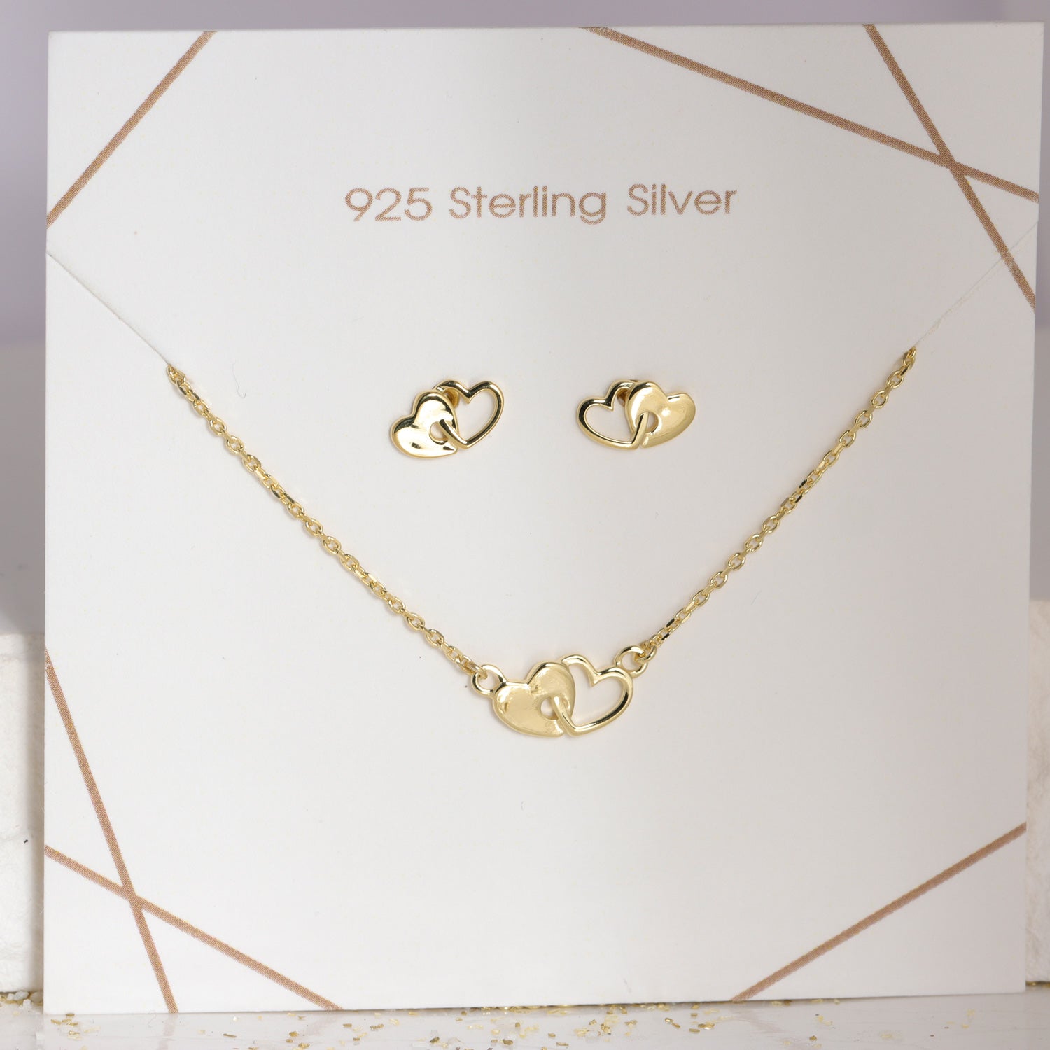 Set „Goldenes Herz-Duo“ – Exklusives Collier & Ohrstecker (vergoldet)