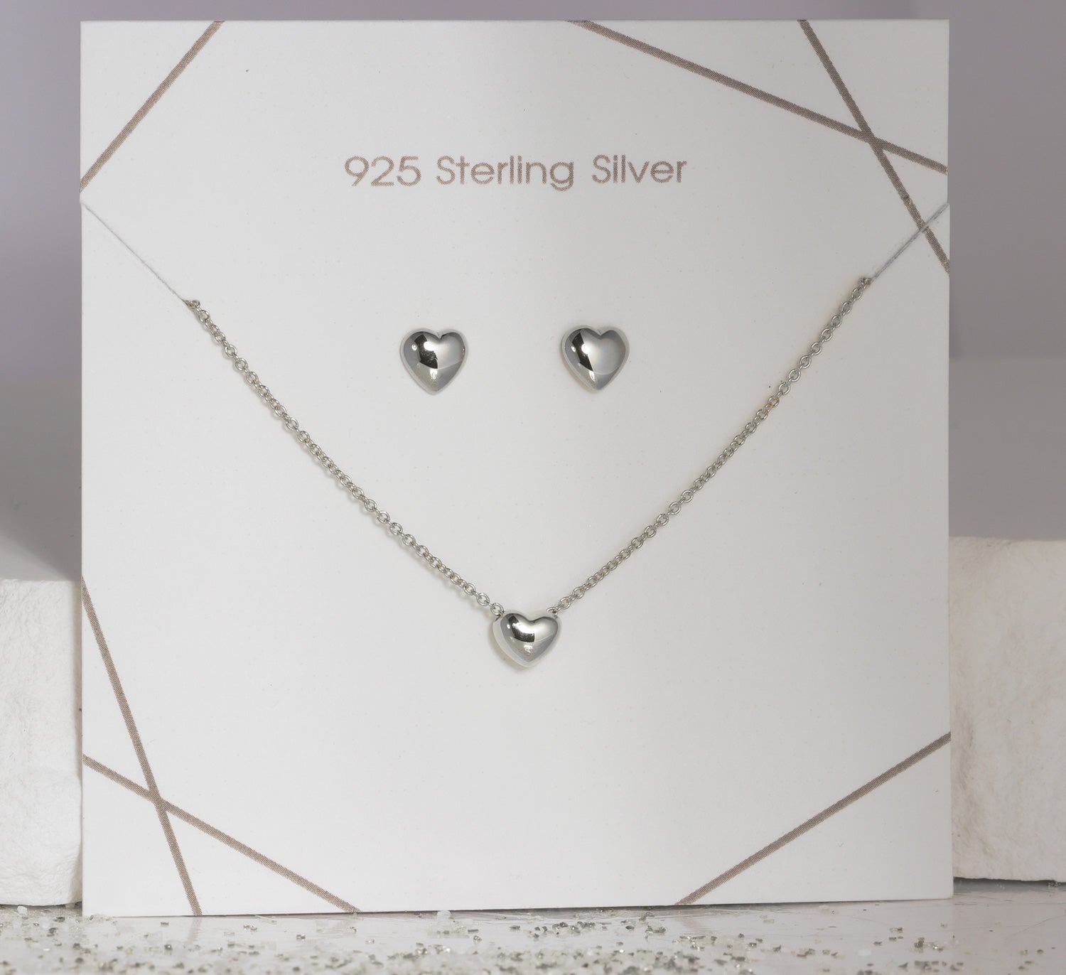 Set „Pure Liebe“ – Puristisches Collier & Ohrstecker aus rhodiniertem Silber