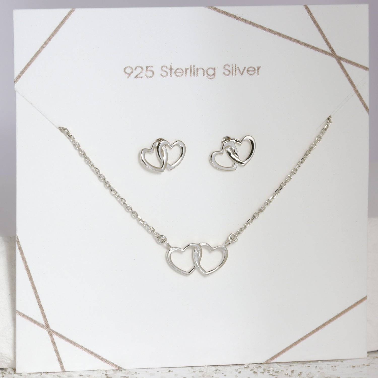 Set „Unzertrennliche Herzen“ – Elegantes Collier & Ohrstecker aus 925er Silber