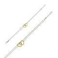 Armband Doppelkette mit 2 verschlungenen Herzen aus goldenem 925er Silber
