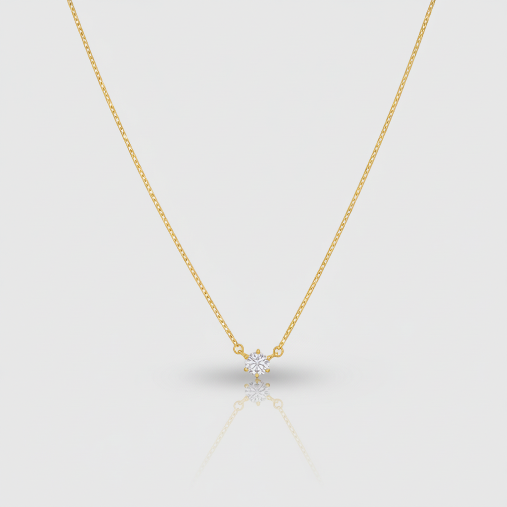 Solitär-Collier „Classic Crown“ – 9k Gelbgold (4 mm)