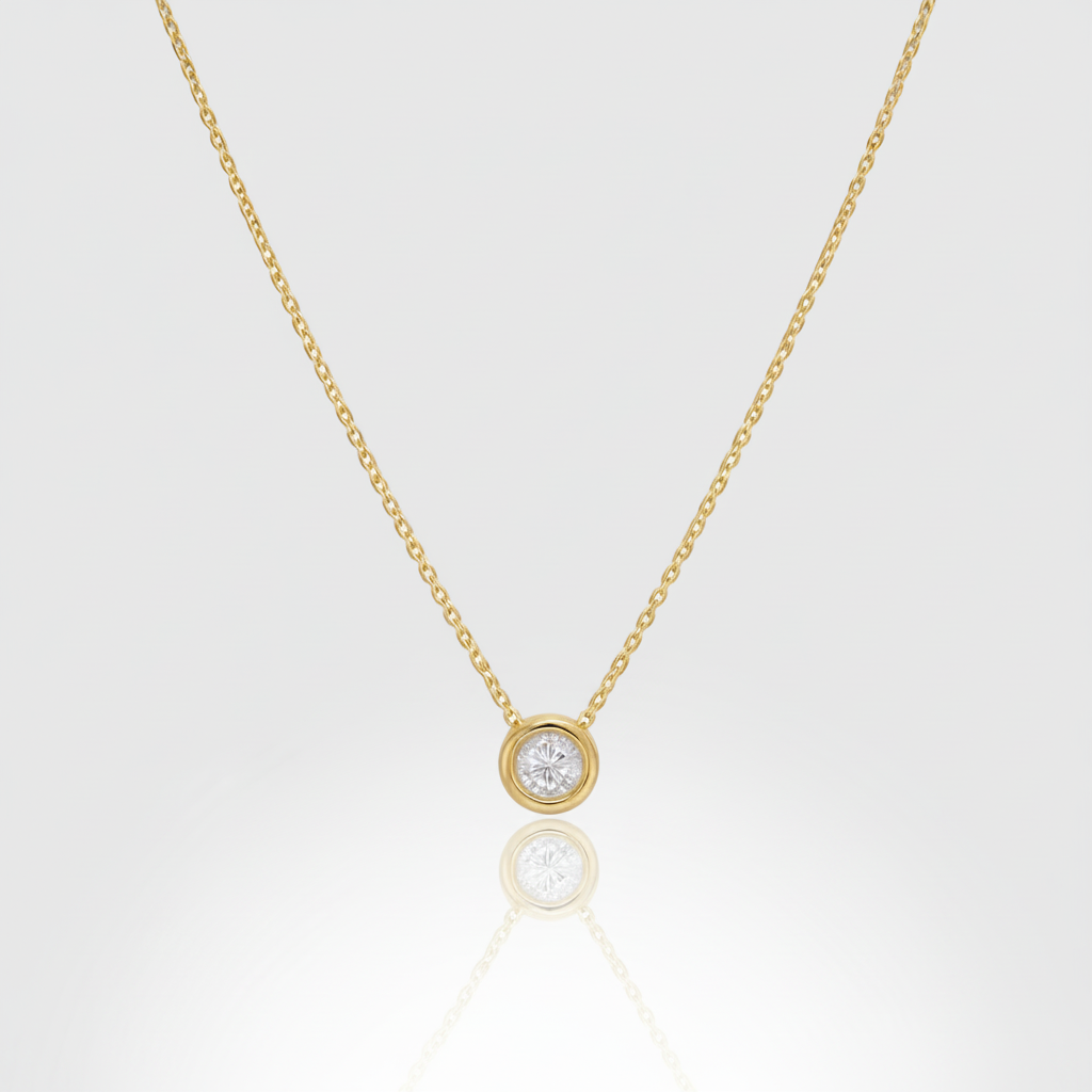 Solitär-Collier „Luminous Aura“ – 18k Gelbgold (4 mm)