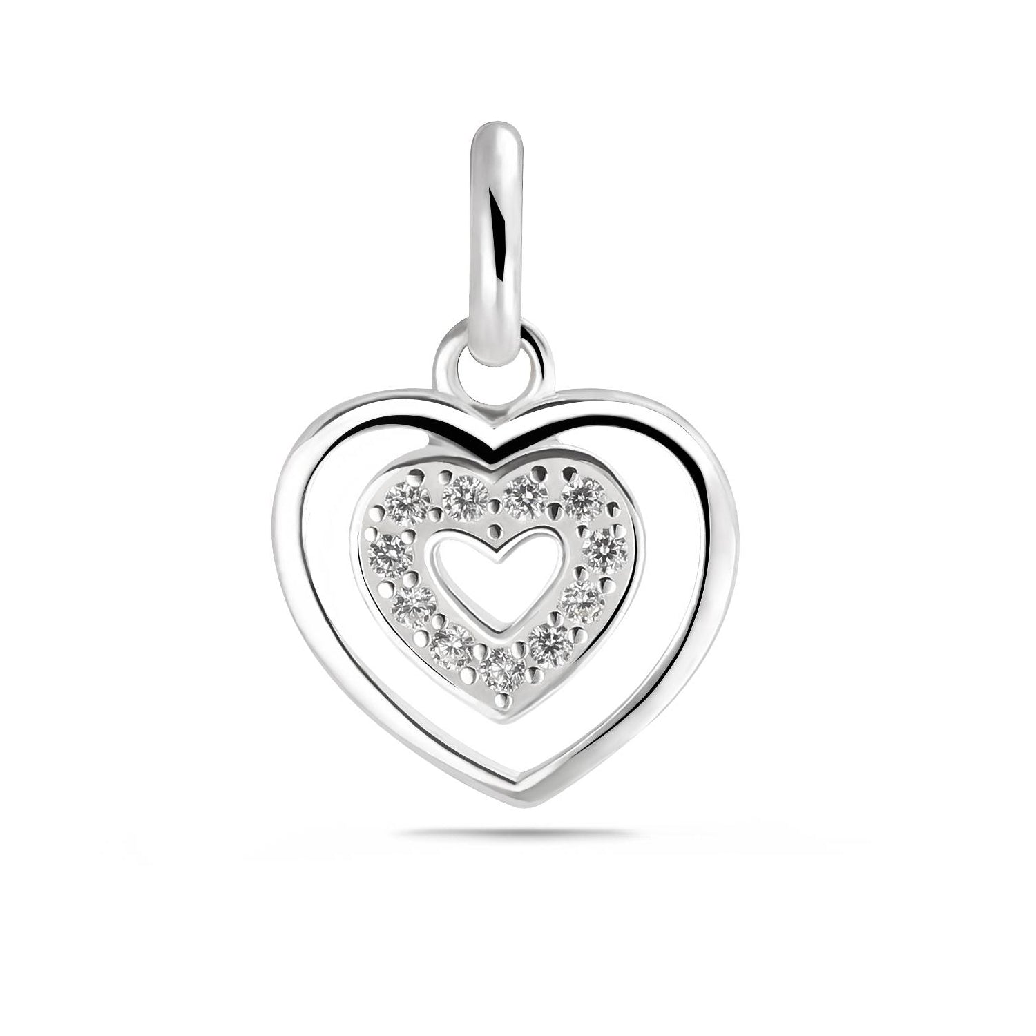 Strahlende Eleganz – Herz-Anhänger aus rhodiniertem Silber mit 11 Zirkonia