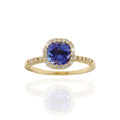 Tansanit-Ring „Deep Violet“ – 585er Gelbgold mit 0,31ct Brillanten