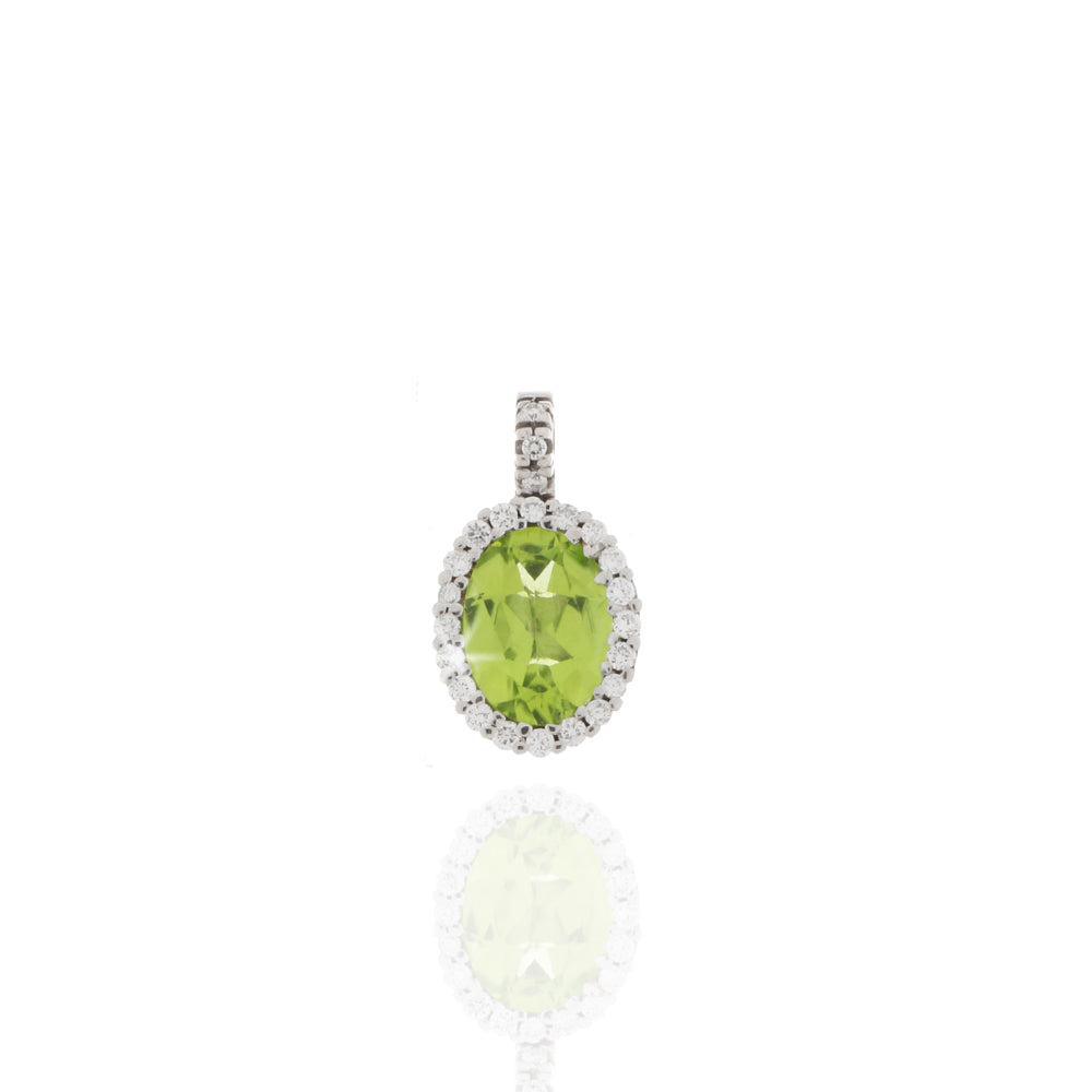 Weißgold-Anhänger „Verdant Grace“ – Peridot 1,27ct & 0,16ct Brillanten aus 590/- Gold