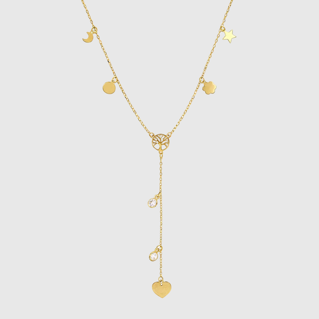 Y-Collier „Celestial Life“ – 18k Gelbgold mit Zirkonia