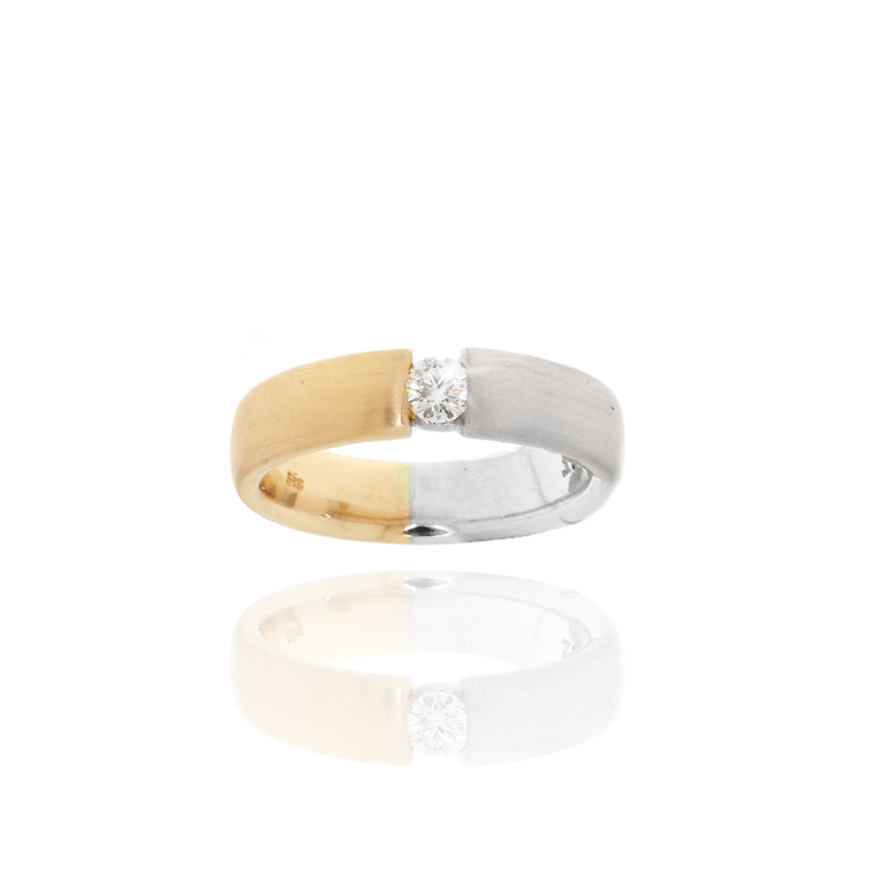 Bicolor-Ring „Satin Fusion“ – 14k Rosé- & 590er Weißgold matt